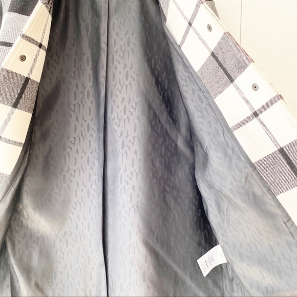 SANDRO Paris plaid wool coat with leather arms - Picture 4 of 15